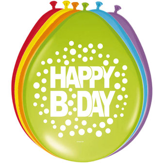 Kleurrijke Verjaardag &#039;Happy Birthday&#039; Latex Ballonnen 30cm 8st