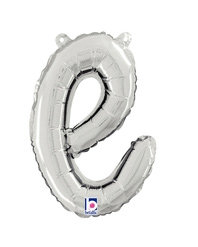 Zilver Script Letter &#039;E&#039; Folie Ballon 36cm