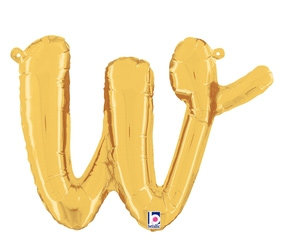 Goud Script Letter &#039;W&#039; Folie Ballon 36cm