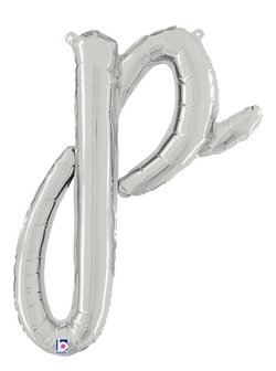 Zilver Script Letter &#039;P&#039; Folie Ballon 60cm