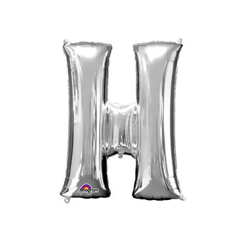 Zilver Letter &#039;H&#039; Folie Ballon 40cm