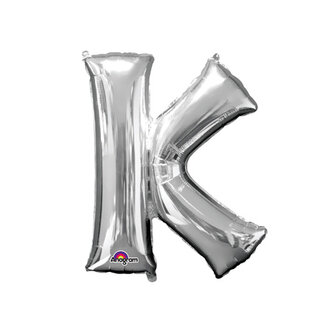 Zilver Letter &#039;K&#039; Folie Ballon 40cm