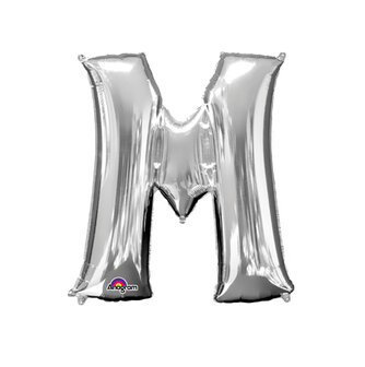 Zilver Letter &#039;M&#039; Folie Ballon 40cm