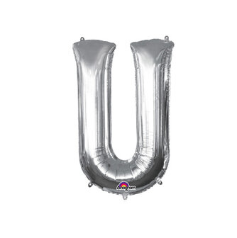 Zilver Letter &#039;U&#039; Folie Ballon 40cm