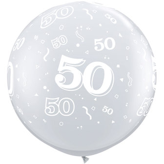 Qualatex Transparant met Slingers &#039;50 jaar&#039; Jumbo Latex Ballon 90cm 1st
