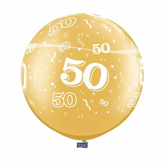 Qualatex Goud met Slingers &#039;50 jaar&#039; Jumbo Latex Ballon 90cm 1st
