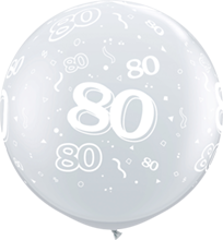 Qualatex Transparant met Slingers &#039;80 jaar&#039; Jumbo Latex Ballon 90cm 1st