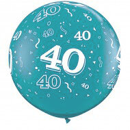 Qualatex Caribbisch Blauw met Sterren &#039;40 jaar&#039; Jumbo Latex Ballon 90cm 1st