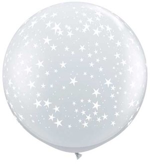 Qualatex Transparant met Sterren Jumbo Latex Ballon 90cm 1st