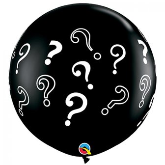 Qualatex Zwart met Vraagtekens Jumbo Latex Ballon 90cm 1st