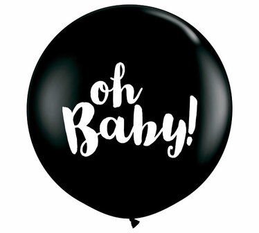 Zwart &#039;Oh Baby&#039; Jumbo Latex Ballon 90cm 2st