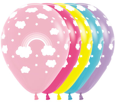 Assorti met Regenboog Latex Ballonnen 30cm 25st