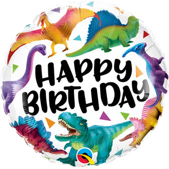 Kleurrijke Dino&#039;s &#039;Happy Birthday&#039; Folie Ballon 45cm