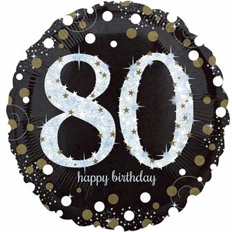 Sprankelend &#039;80&#039; Happy Birthday Folie Ballon 45cm