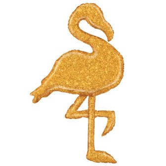 Flamingo Silhouette Goud Holografisch SuperVorm Folie Ballon 134cm