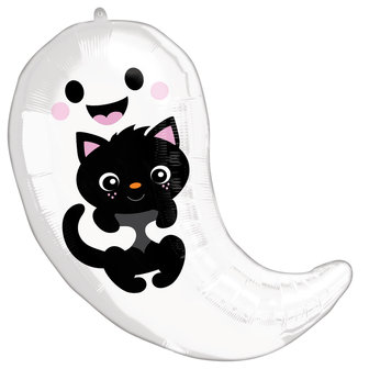 Spook met Zwarte Kat Folie Ballon 48cm