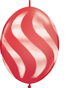 Qualatex Wavy Stripes Rood Wit Quicklink Latex Ballonnen 30cm 50st Red &amp; White