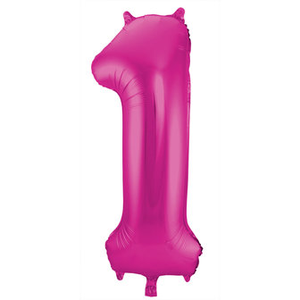 Folat Fuchsia Cijfer &#039;1&#039; Folie Ballon 86cm