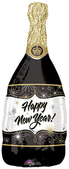 Zwart &#039;Happy New Year&#039; Champagnefles 91cm