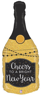 Goud &#039;Cheers to a Bright New Year&#039; Champagnefles 91cm