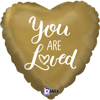 Goud &#039;You are Loved&#039; Hart Folieballon 45cm