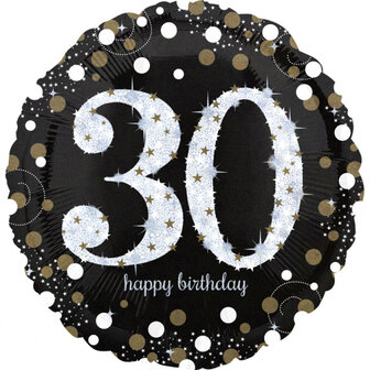 Sprankelend &#039;30 Happy Birthday&#039; Jumbo Folie Ballon 71cm