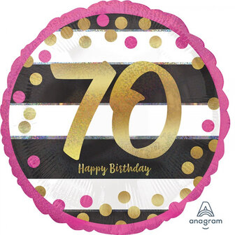 Roze en Goud &#039;70 Happy Birthday&#039; Folie Ballon 45cm