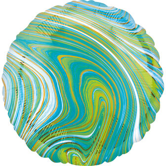 Groen en Blauw Marmer Folie Ballon 45cm