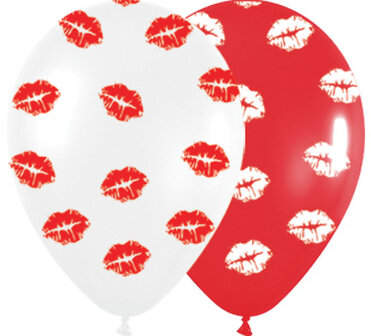 Rood en Wit Kusjes Latex Ballonnen 30cm 25st