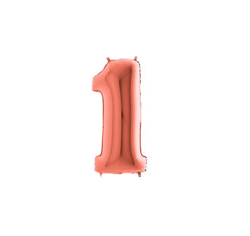 Rosegold Cijfer '1' Folie Ballon 35cm