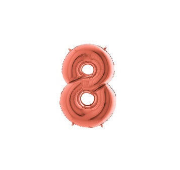 Rosegold Cijfer '8' Folie Ballon 35cm