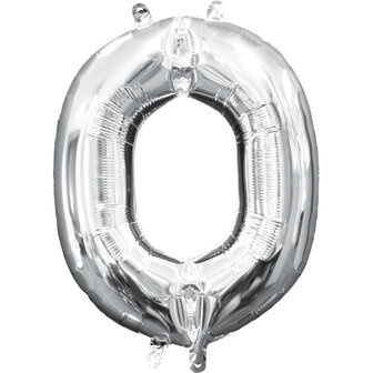 Zilver Letter &#039;0&#039; Folie Ballon 40cm