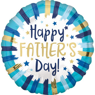 Blauw met Strepen &#039;Happy Fathersday&#039; Folie Ballon 40cm