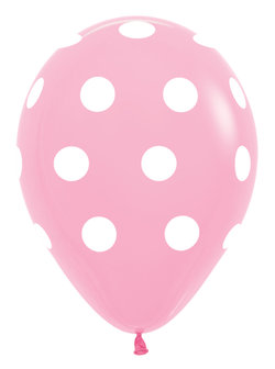 Licht Roze met Witte Stippen Latex Ballonnen 30cm 12st