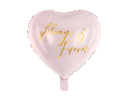 Pastel Roze &#039;Always &amp; Forever&#039; Hart Folie Ballon 45cm