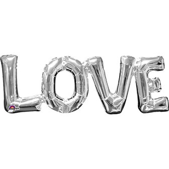 Zilver &#039;Love&#039; Letters Folie Ballon 63cm
