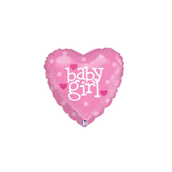 Roze Glitter Hart &#039;Baby Girl&#039; MiniVorm Folie Ballon 23cm