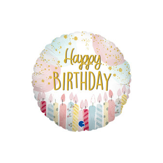 Pastel Kaarsen &#039;Happy Birthday&#039; MiniVorm Folie Ballon 22cm