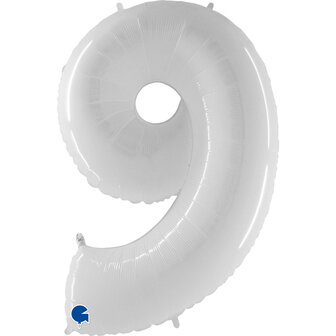 Grabo Wit Cijfer &#039;9&#039; Folie Ballon 101cm