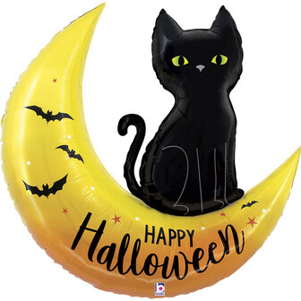 Kat en Maan 'Happy Halloween' Folie Ballon 104cm