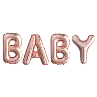 Rosegold Letters &#039;Baby&#039; Folie Ballon 36cm