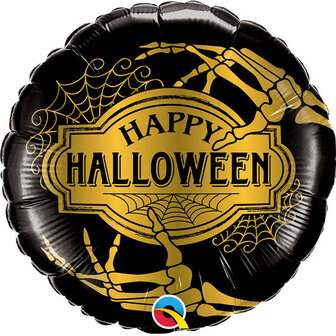 Gouden Schedel &#039;Happy Halloween&#039; Folie Ballon 45cm