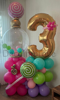 Candy Sweet Kauwgombalmachine &#039;3 jaar&#039; Collage Ballonnenpilaar