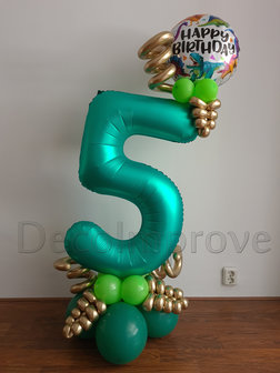 Dinosaurus Groen &#039;5 jaar&#039; Collage Ballondecoratie