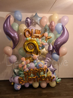 Pastel &#039;9 Happy Birthday&#039; Ultra Deluxe Collage Ballonnenpilaar