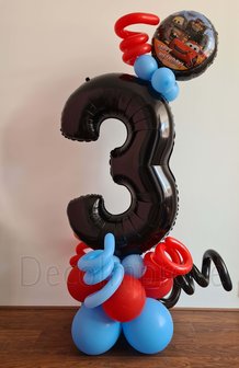 Cars Zwart, Rood, Blauw &#039;3 jaar&#039; Collage Ballondecoratie