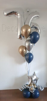 Marine Blauw, Chroom Goud en Zilver Collage 76 Jaar Helium Ballonnentros