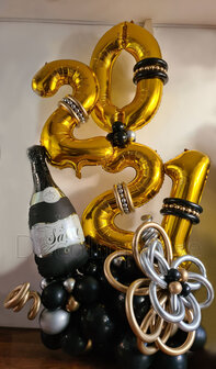 Goud en Zwart XXL Collage &#039;New Year&#039; Champagne Ballonnenpilaar