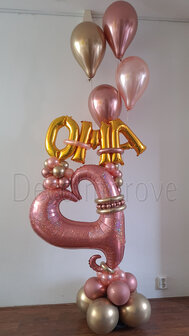 Rosegold en Goud Hart Collage &#039;Oma&#039; Ballonnenpilaar