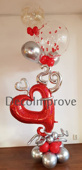 Rood met Zilver Hart Collage 29 jaar Ballondecoratie